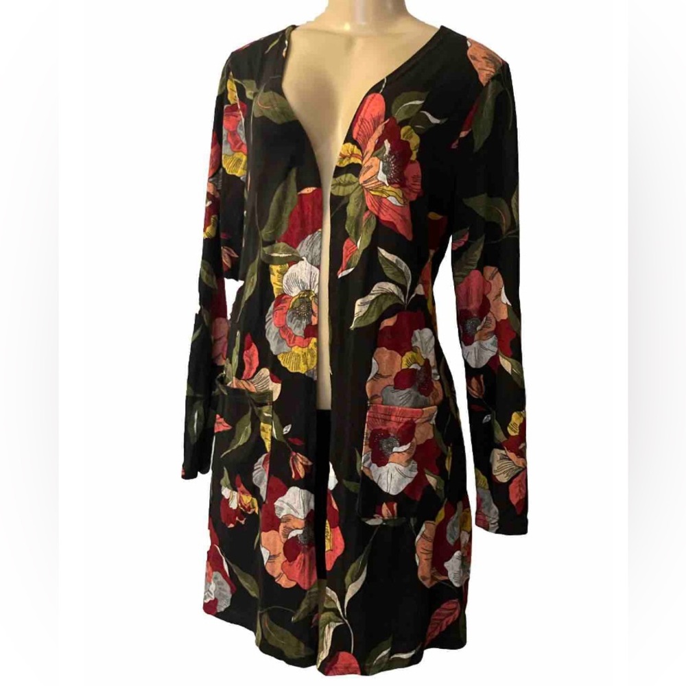 Available Angela Fashion Floral Cardigan S Elbow Pad Back Buttons Details Pocket